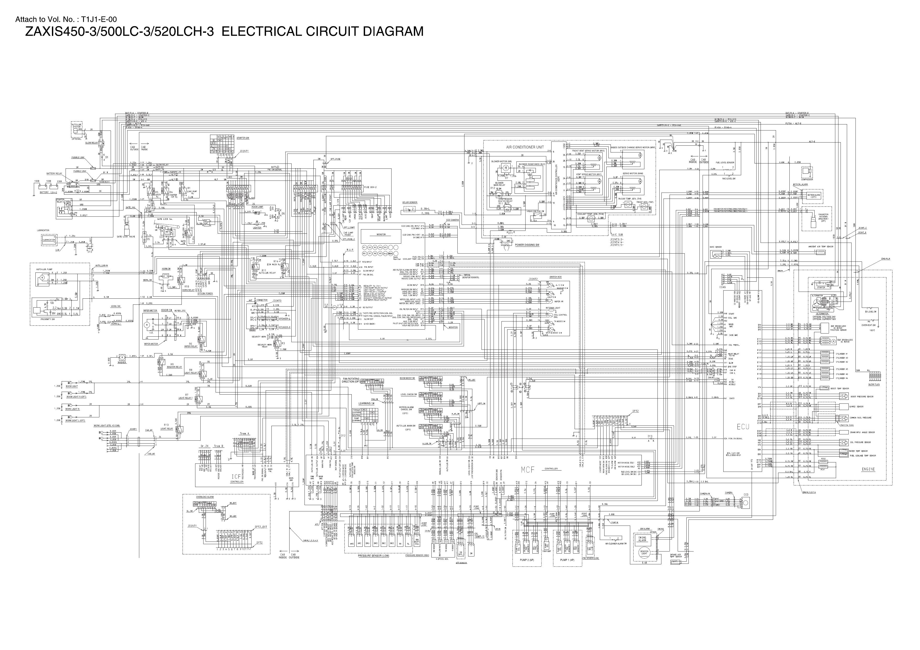 ELECTRICAL CIRCUIT HITACHI DIAGRAM ZAXIS ZX450-3, ZX500LC-3, ZX520LCH-3